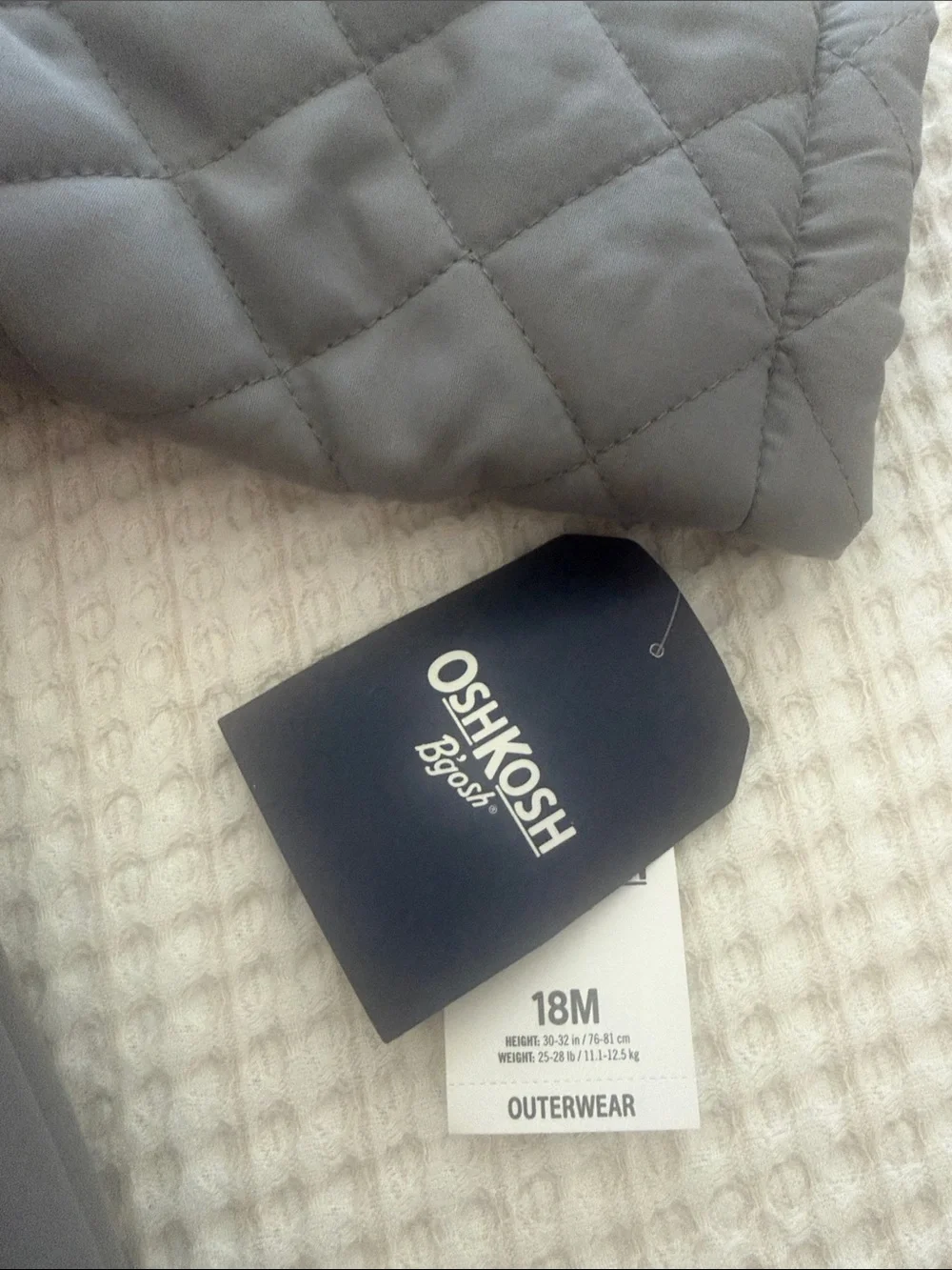 OshKosh B'gosh Quilted Hooded Puffer Jacket in Gray with Faux Fur Trim
